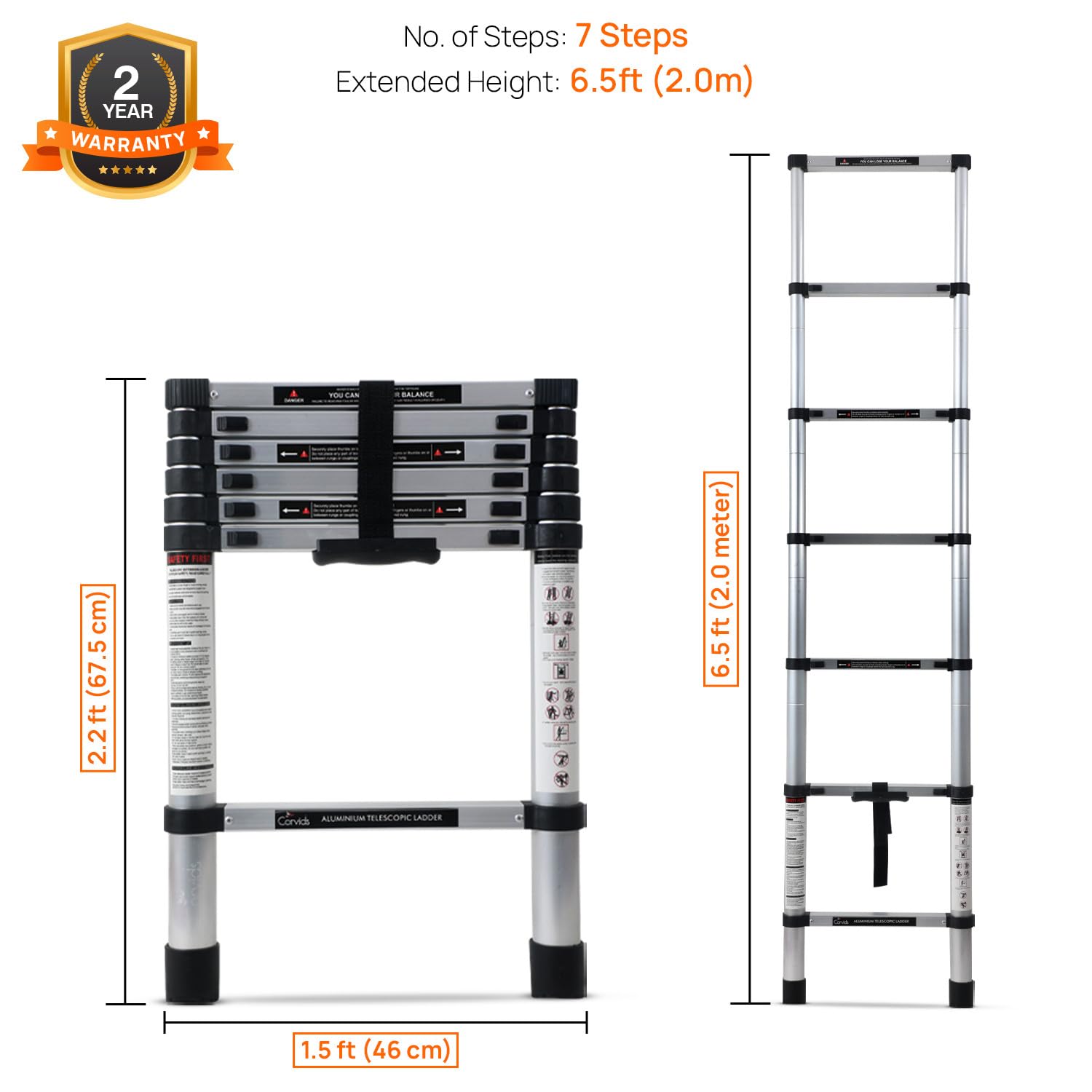 Portable & Compact Aluminium Telescopic Ladder 